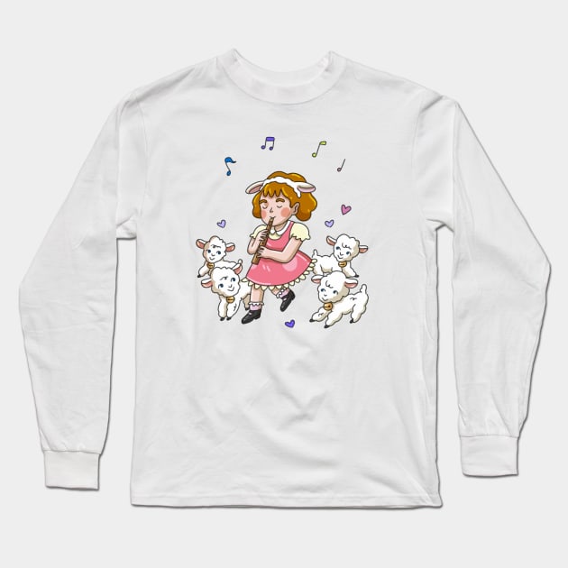 Mary and the Little Lambs Long Sleeve T-Shirt by sarahjungart